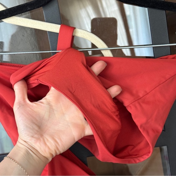 Andie Swim Bikini set The Snap scoop top high rise Bottom Eco Nylon Chili Pepper - Picture 13 of 13